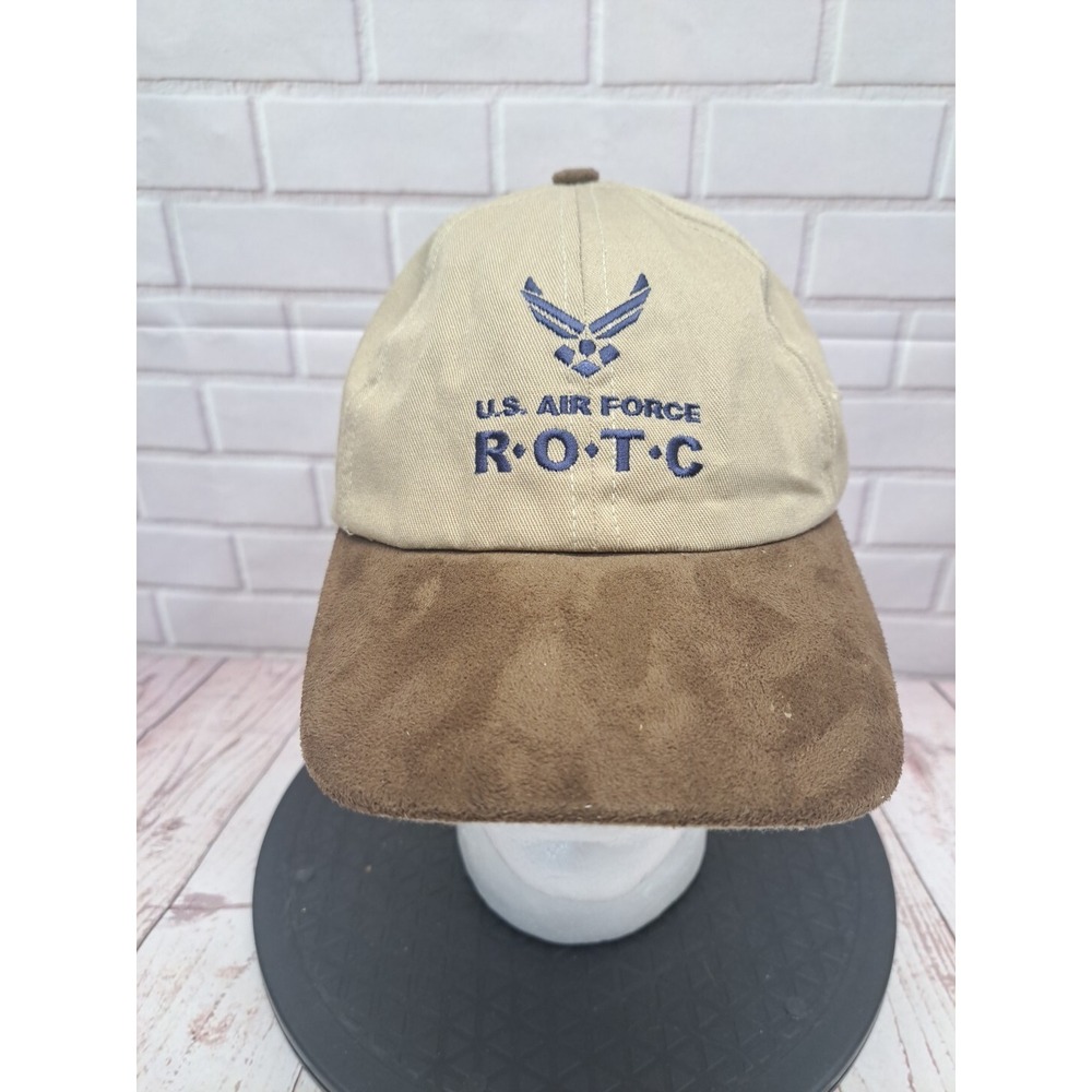 U.S. Air Force ROTC Embroidered Suede Bill Leather Strap Adjustable Ballcap Hat